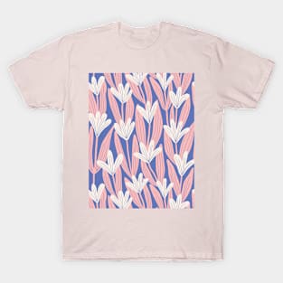 Minimalist magnolias - Blue and pink T-Shirt